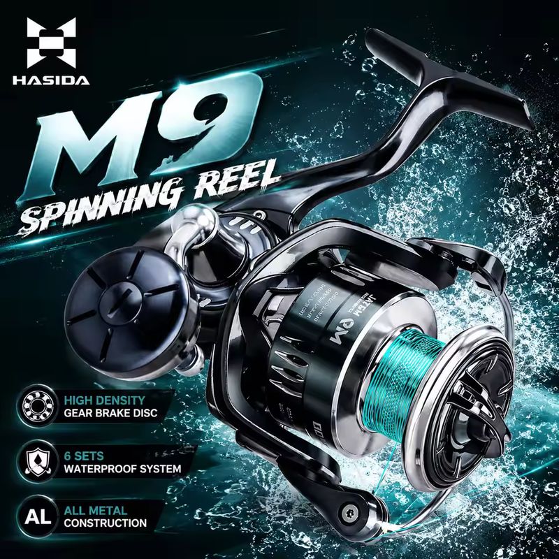 Trolling Reel - HASIDA M9 Spinnrolle Vollmetall Salzwasserbeständig Weitwurf